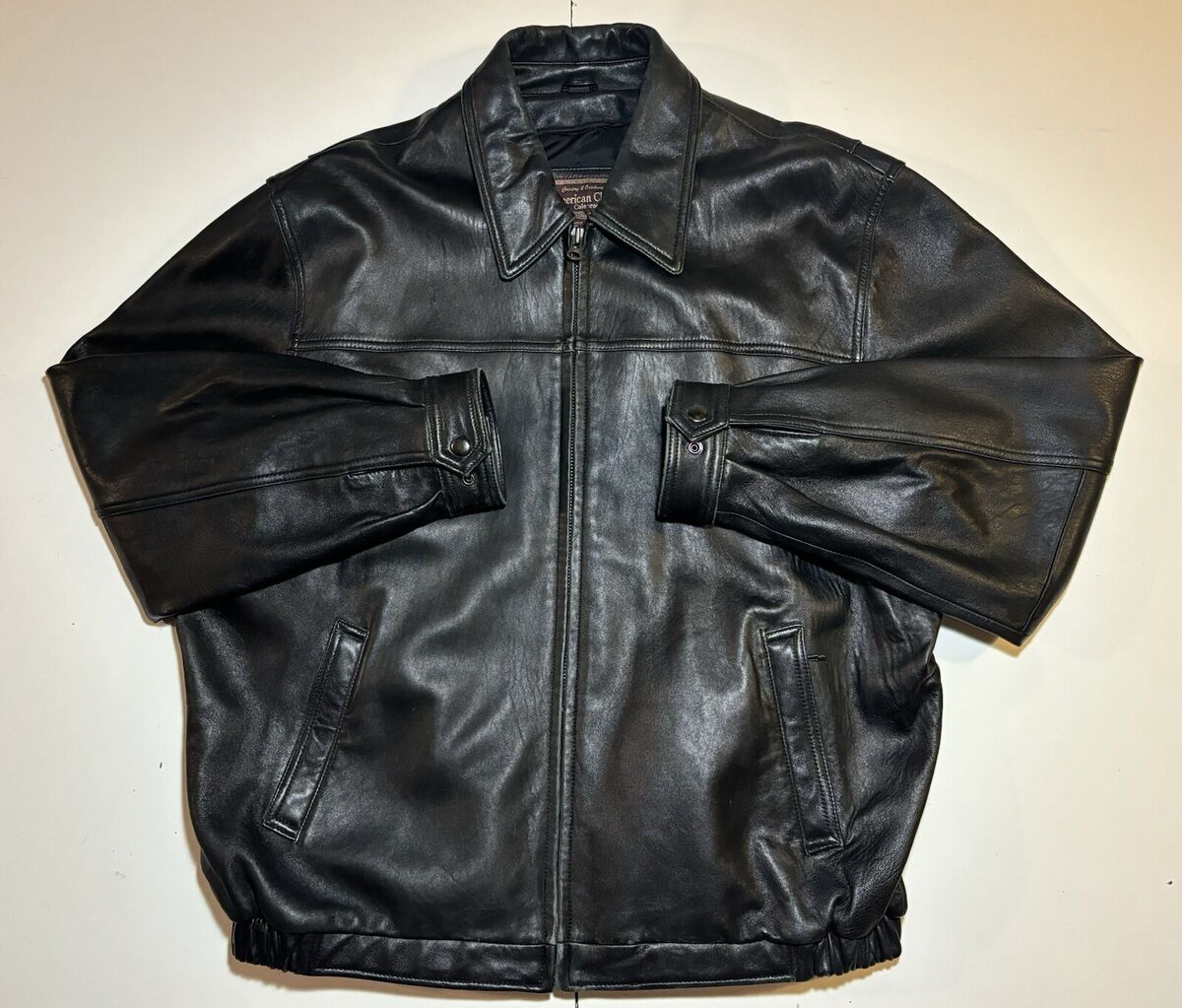 VTG 90s American Classics Colebrook Mens Jacket XL Black Leather Bomber Biker VTG 90s American Classics Colebrook Mens Jacket XL Black Leather Bomber Biker