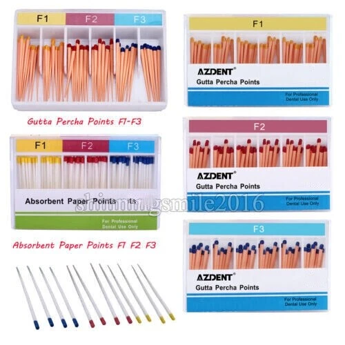 AZDENT Dental Absorbent Paper Points & Gutta Percha Points F1F2F3 Endodontics Endo Use