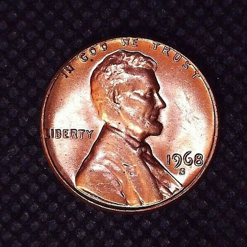 1968-S Lincoln Cent 1(C) Brilliant Uncirculated Original Red