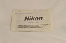 Nikon Speedlight Unit SB-25 Warranty Form/ registration card vintage