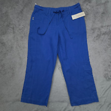 NWT Jones New York Sport Women's Linen Pants Size 6 Wide Leg Cabana Blue