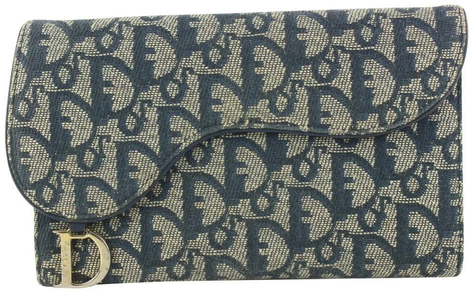 Portefeuille long rabat selle monogramme bleu marine 2DA830