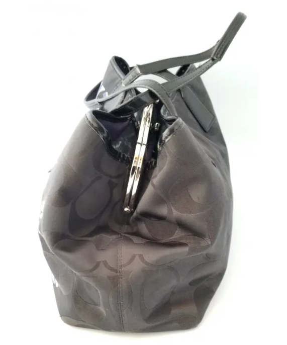 Coach Black Signature C Graffiti Optic Kiss Lock Tote/Satchel | eBay