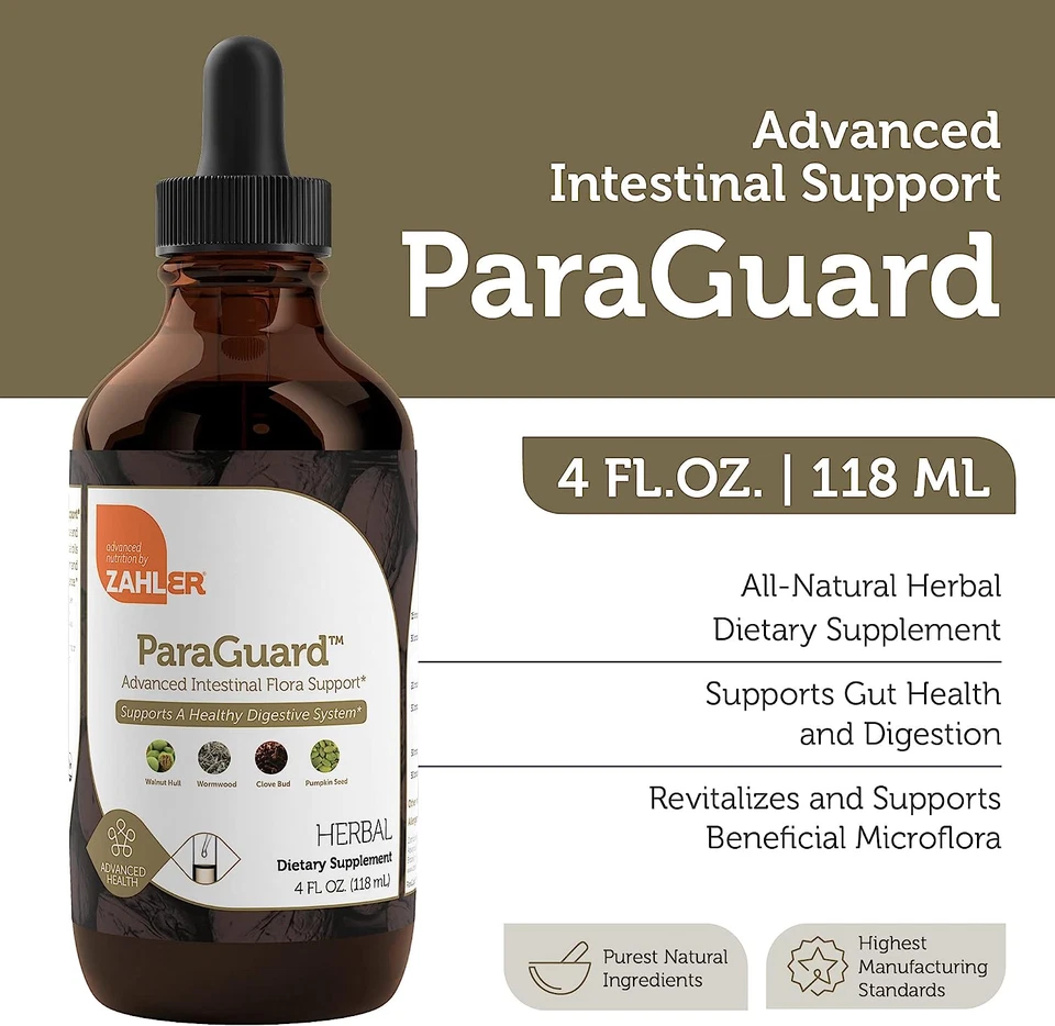 Gotas líquidas de limpieza Zahler Paraguard - Suplemento de desintoxicación para la salud intestinal 4 onzas Foto 3 de 4