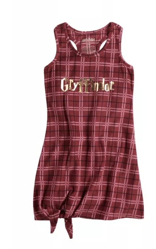 Nwt Girls Size 6/6x Harry Potter Gryffindor plaid Dorm Knee Length NightGown