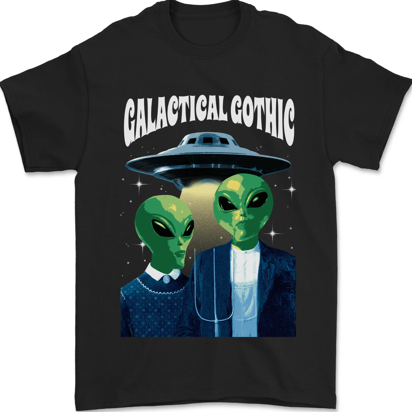 Galactic Gothic Funny Alien UFO Goth Mens T-Shirt 100% Cotton