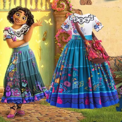 Girls Encanto Mirabel Costume Dress Kids Book Week Party Cosplay Fancy Dress  | eBay