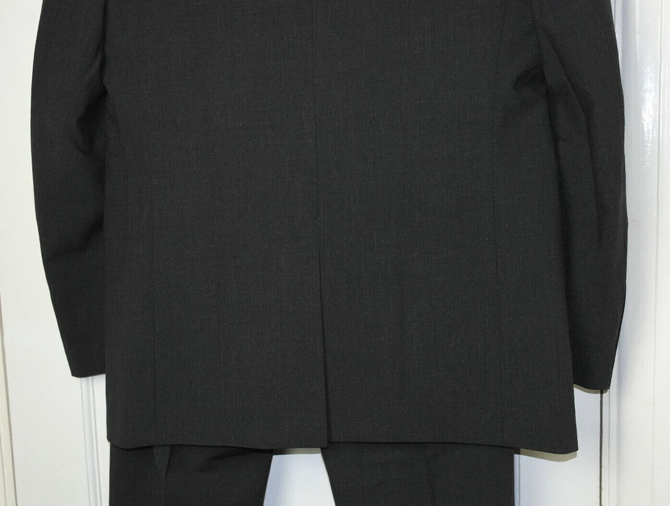 GEORGE MENS CHARCOAL WOOL BLEND SINGLE BREASTED 2PCS SUIT CHEST-40L W-34"(MS143) — 第 4/4 张图片