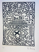 KEITH HARING COA Vintage Original Art Print Poster Lithograph Signed Limited 