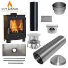 Portway Arundel 4.9kw Woodburner Multi Fuel Stove &Complete 9m Liner Install Kit