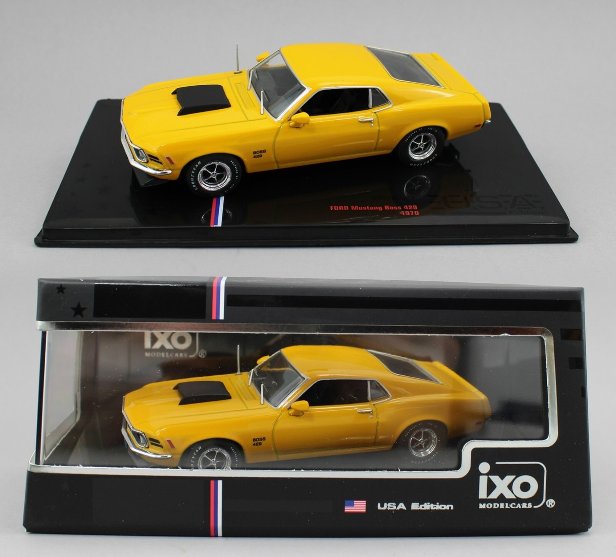 1:43 IXO Models *YELLOW* 1970 Ford Mustang Boss 429 *DIECAST* NIB