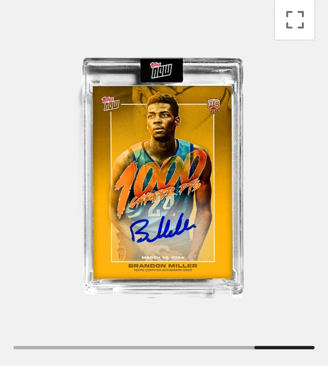 2024 Topps Now BRANDON MILLER Autographed AUTO Signed on Card 