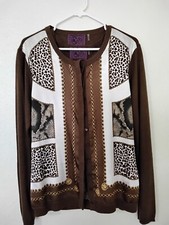 Chi By Falchi 2 Piece Top & Jacket Size Large Silk & Cashmere Brown