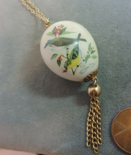 Spring Bird design Egg shaped Pendant 