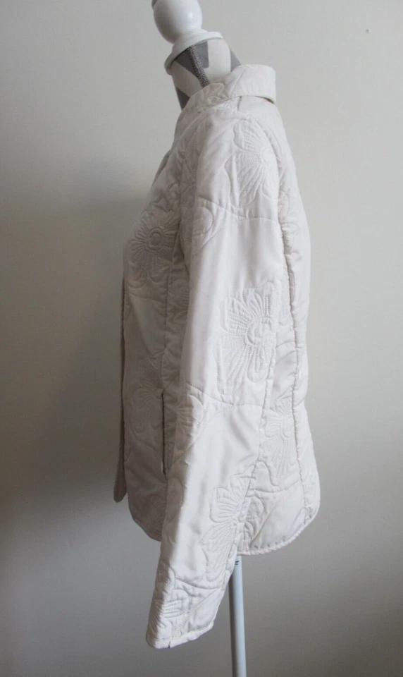 Chaqueta acolchada para mujer Lemon Grass Studio 4238 marfil floral talla S Foto 3 de 4
