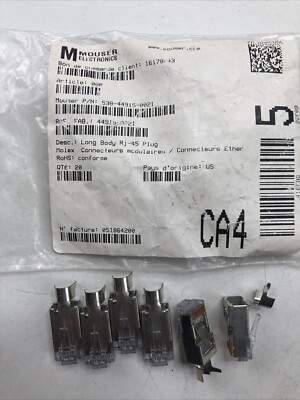 (Lot of 6) Molex 44915-0021 Plug Modular Connector 8p8c RJ45 Cat6 Crimp