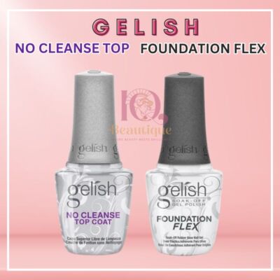 Harmony Gelish No Cleanse Top Coat & Foundation Flex Clear Base Duo NIB