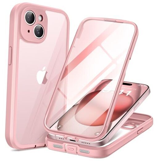Compatible with iPhone 15 Plus Case, with Built iPhone 15 Plus 6.7 inch A-Pink