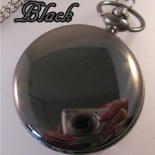 BLACK FINISH Pocket Watch w/Your Choice of Chain Gifts for Him Men Dad Mom Her