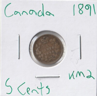 Coin Canada 5 Cents 1891 KM2, silver
