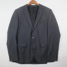 Hugo Boss Suit Jacket Blazer Mens 42L Gray Grid 100% Virgin Wool Sport Coat
