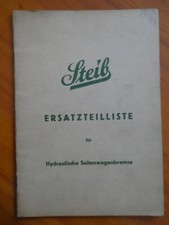 STEIB HYDRAULISCHE SEITENWAGENBREMSE Ersatzteilliste 1955 Ersatzteile Katalog