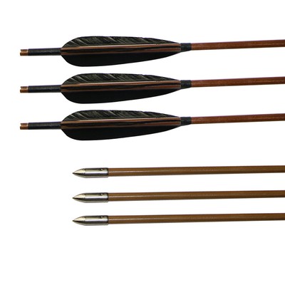 6/12X 33'' Bamboo Arrows 5'' Natural Fletching 8mm Hunting Arrows Hunting Bow