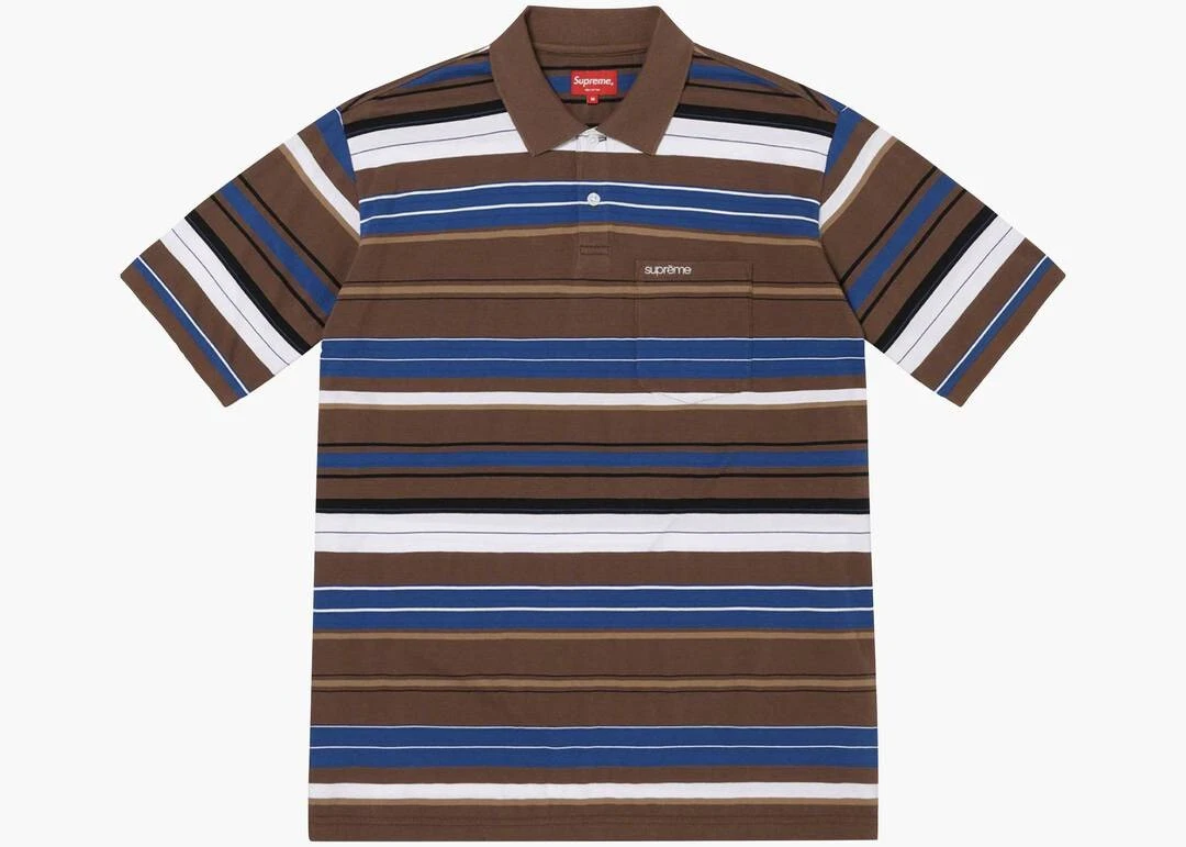 Polo multi rayures marron Supreme SS23 taille moyenne TOUT NEUF