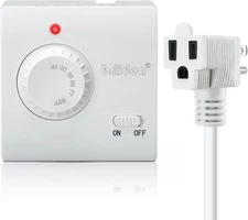 Adjustable Thermostat,  Plug in Heating & Cooling Thermostat with LED Indicator,