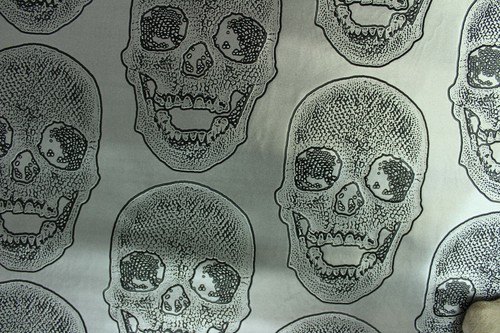 BIG SKULL Vinyl 54" Wide Textured Faux Leather, Sold by the Yard for Halloween - Picture 3 of 5