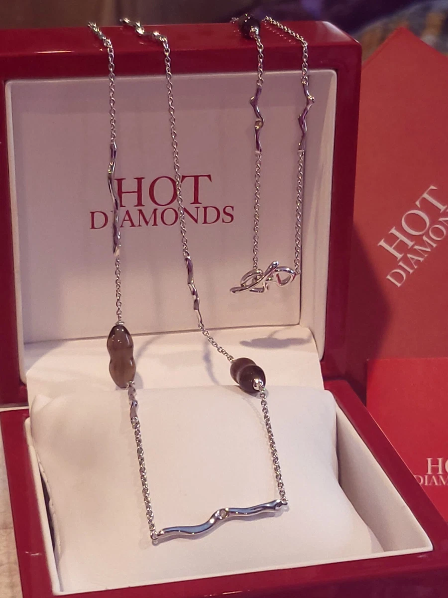 HOT DIAMONDS IONIA SILVER SMOKY QUARTZ NECKLACE 35