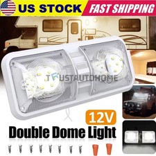 RV LED Ceiling Double Dome Light Fixture DC 12V for Car/RV/Trailer/Camper/Boat