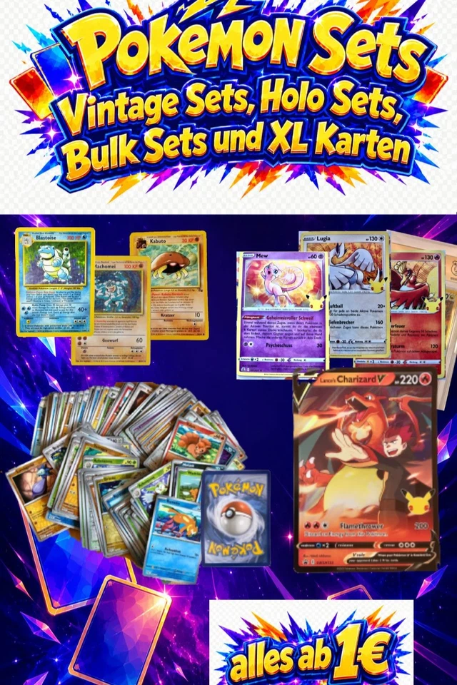 Pokemon Vintage Sets, Holo Sets, Bulk Lots und XL Karten - 100 Sets.