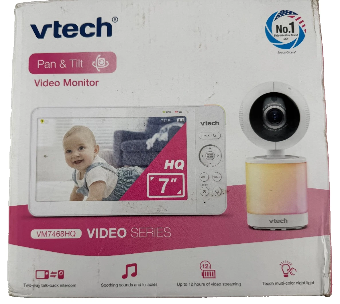 VTech 7" Pan & Tilt Video Baby Monitor with Display & Wi‑Fi - VM7468HQ - SEALED