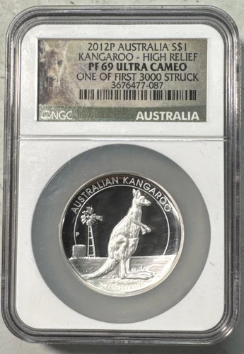 2012P Australia S$1 Kangaroo High Relief 1oz Silver NGC PF69 Ultra Cameo