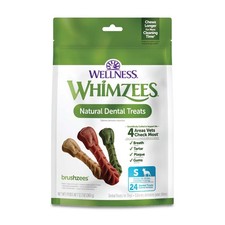 Whimzees Wellness Brushzees Dog Dental Treats, Natural 24 Count Pack of 1 