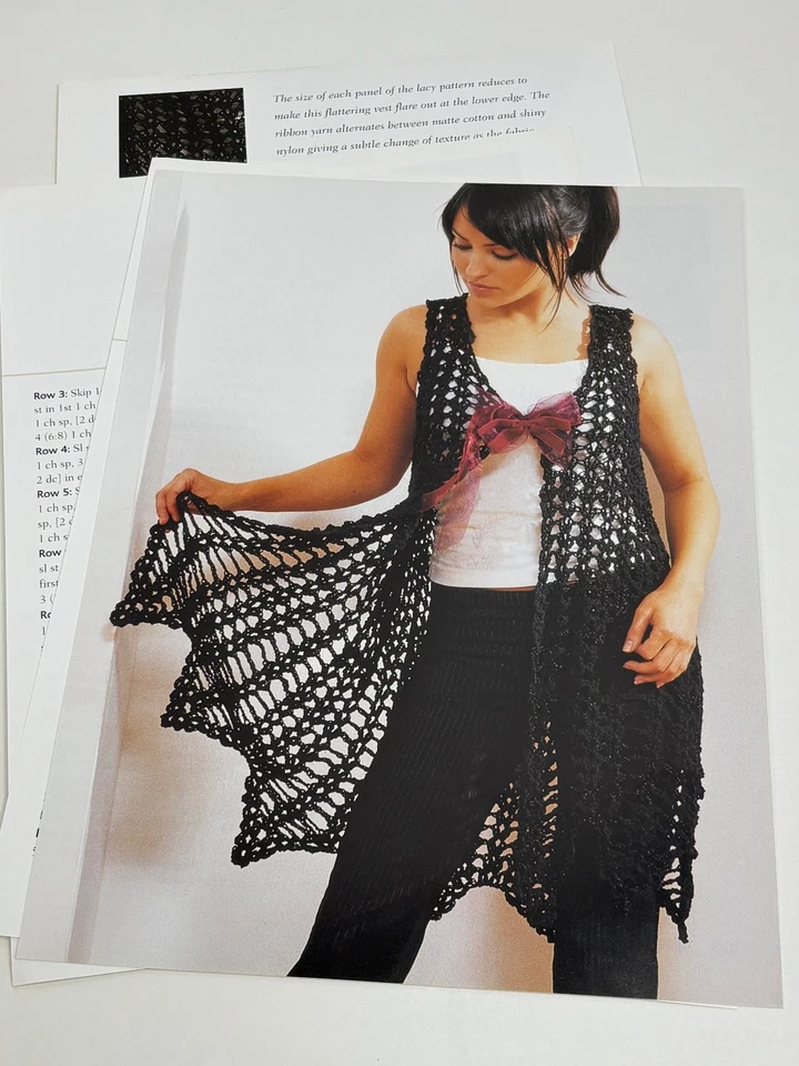 Long Pointed Edge Vest Crochet Pattern XS-XL Book Pages - Image 3 of 3