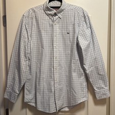 Vineyard Vines Whale Shirt Button Down Box Plaid Blue White Medium