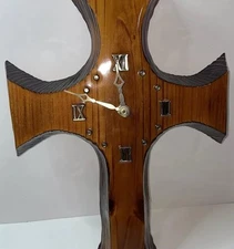 Wooden Cross Clock Gloss Finish Shersted Vintage