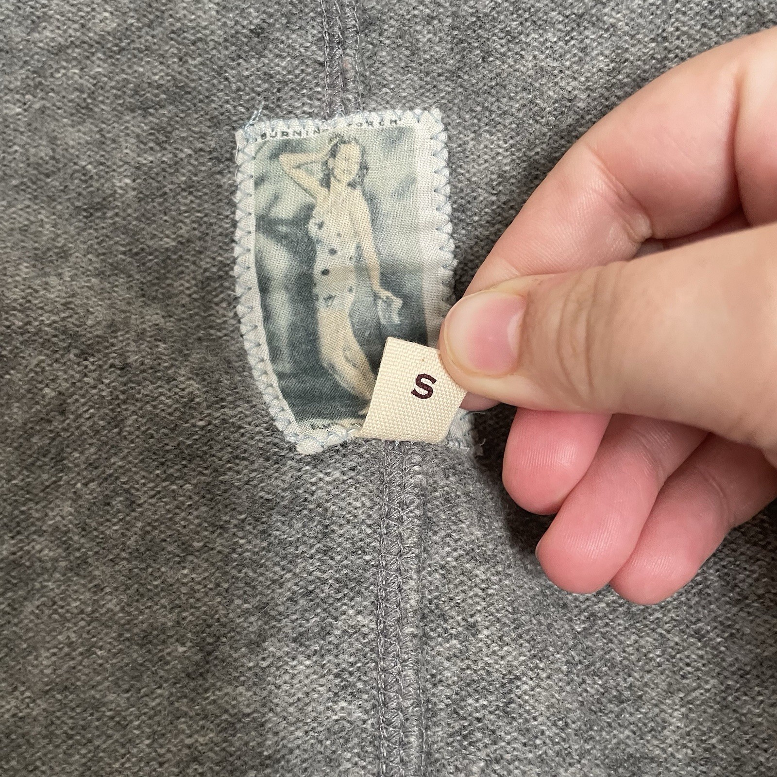 Burning Torch, Grey Patchwork Cashmere Zip Up Hoo… - image 5