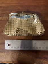 Vintage 80s Whiting Davis Mesh Kisslock Coin Purse gold