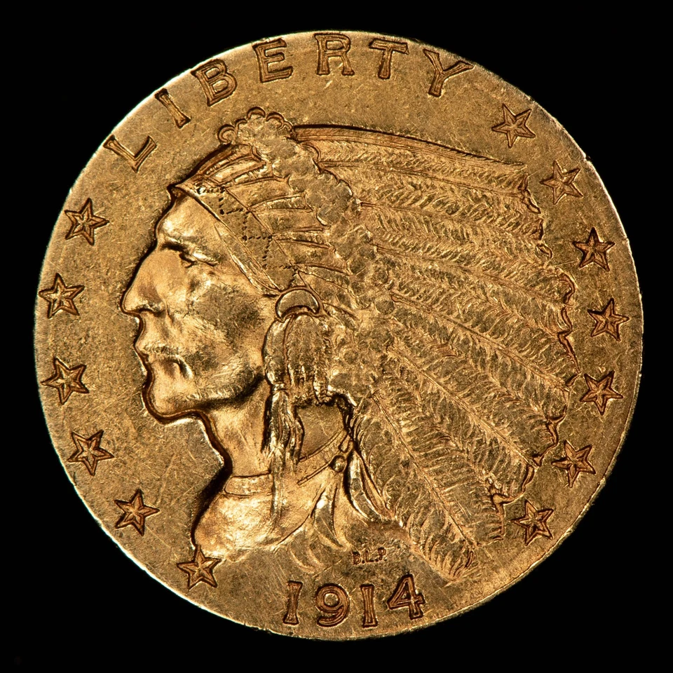 1914-D G$2.50 Indian Head Gold Quarter Eagle - Authentic US Coin - AU - G5800 - Image 3 of 4