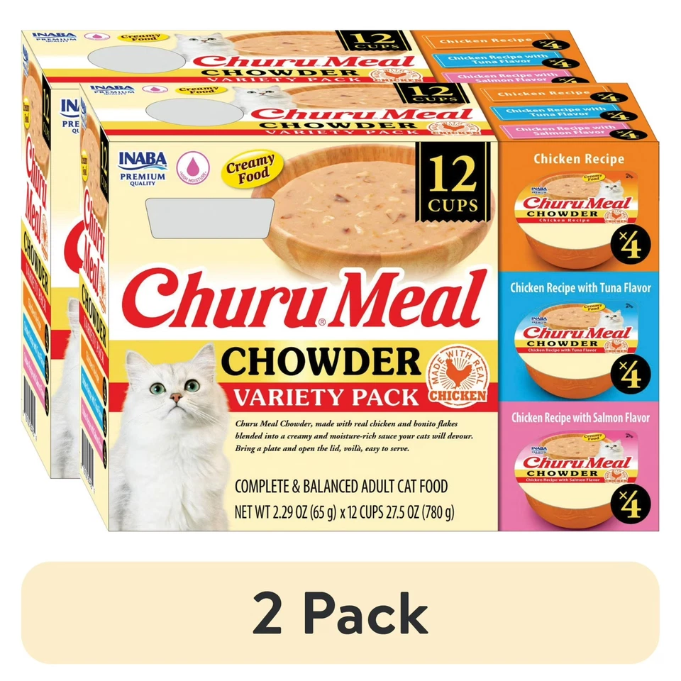 INABA Churu Meal Chowder Adult Wet Cat Food, 2.29 oz cup,12-count, Chicken 2Pack - Image 2 of 4