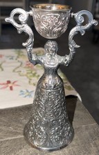 Vintage Silver Plated Gold Wash Double Toasting Wedding Cup Chalice Goblet toast