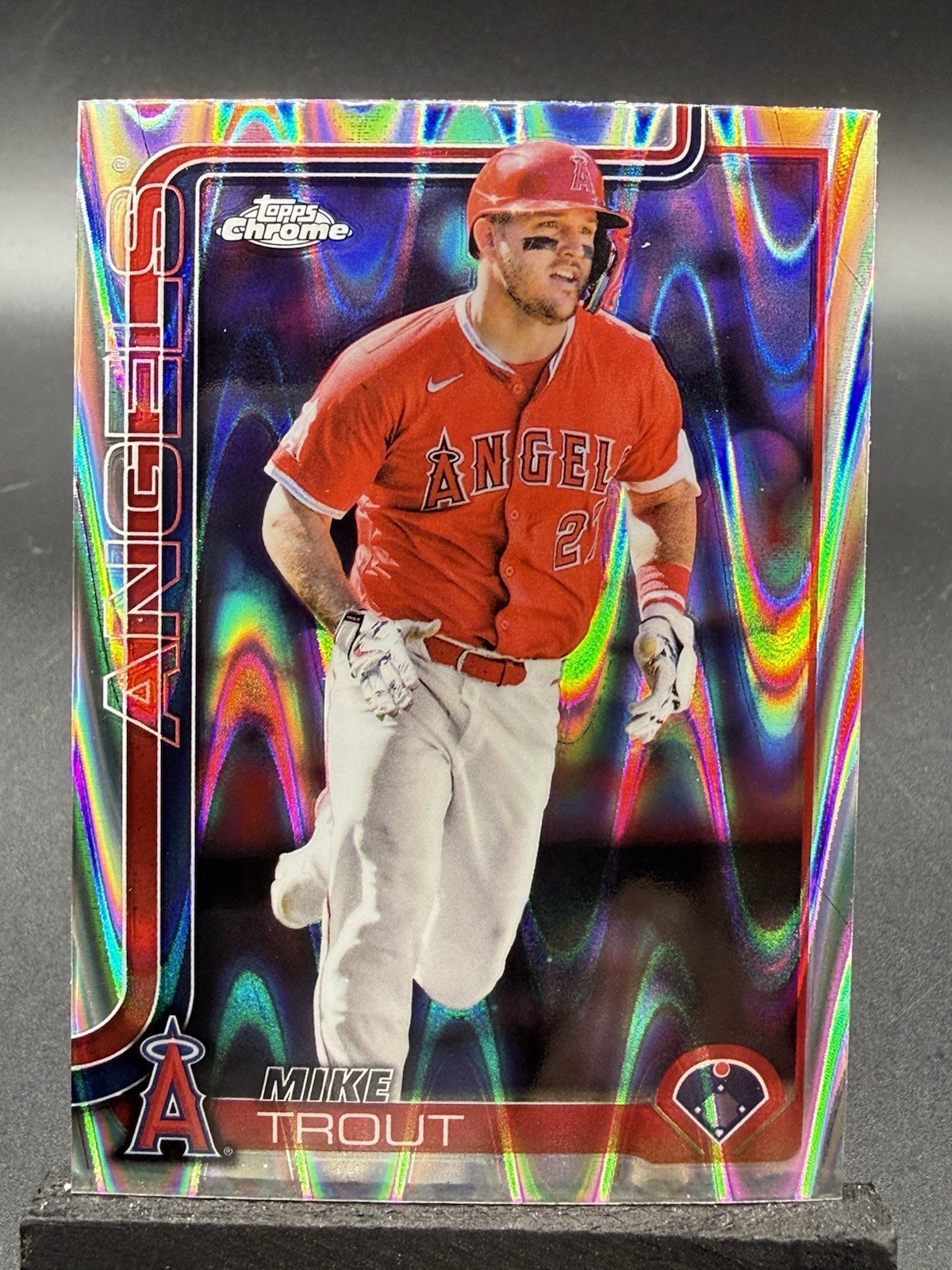 Mike Trout 2025 Topps Chrome #100 Raywave Refractors Los Angeles Angels 3326