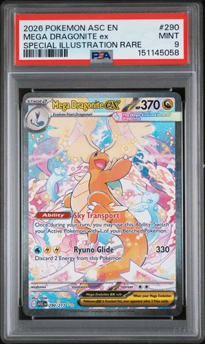 2026 POKEMON ASCENDED HEROES SPECIAL ILLUSTRATION RARE MEGA DRAGONITE EX PSA 9