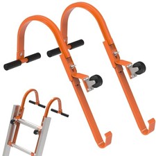 2 Pack Ladder Roof Hook with Wheel Heavy Duty Steel Ladder Stabilizer, Roof