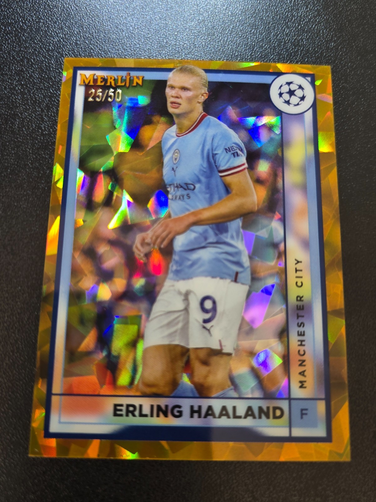 2022-23 Topps Merlin chrome soccer gold ice /50-Erling Haaland
