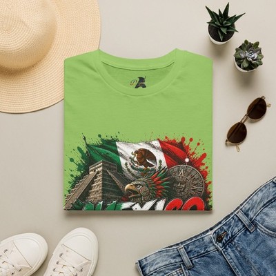 Mexico 2026 Graphic T-Shirt | Aztec Eagle, Pyramid, Mexican Flag