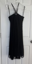 VTG Y2K Ice Black Mesh Halter Sequin Dress Fairy Grunge Whimsigoth Size 8